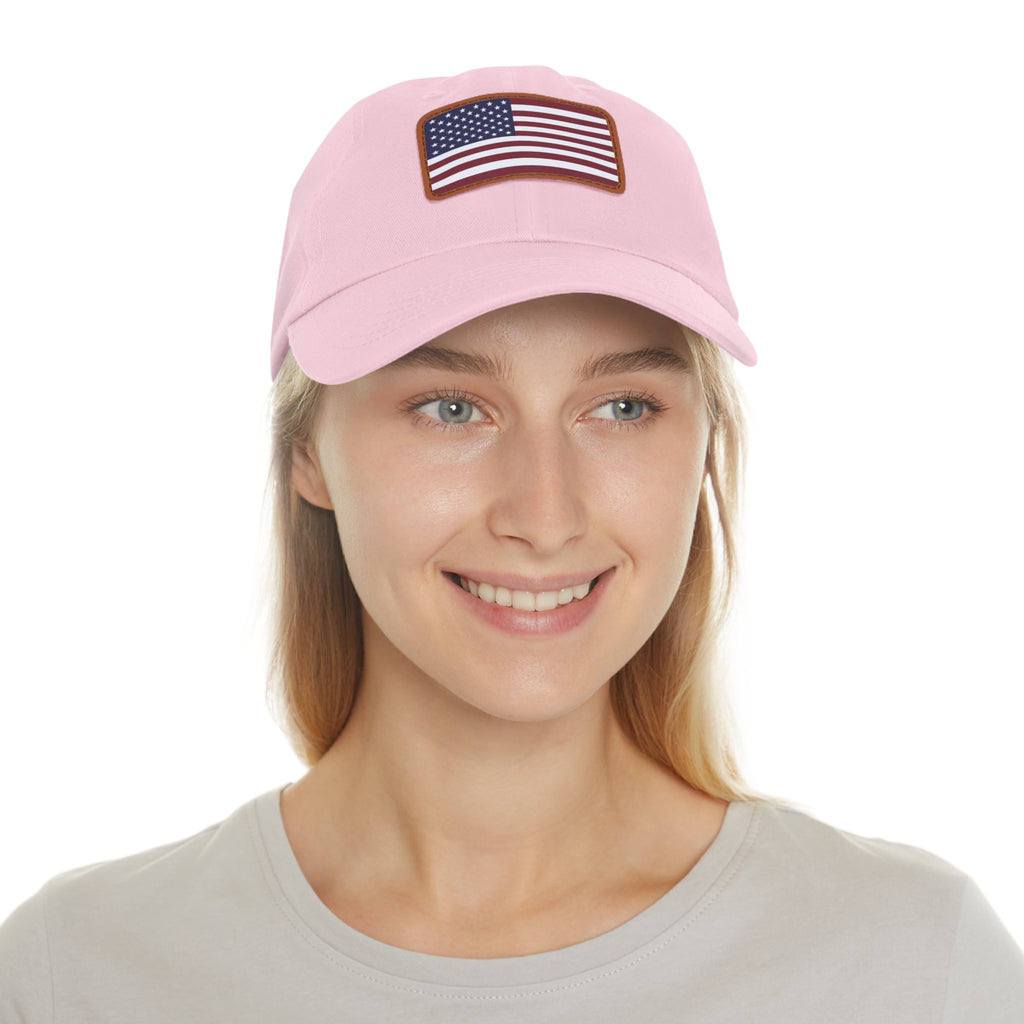 American Flag Leather Patch Hat — Patriotic Baseball Cap