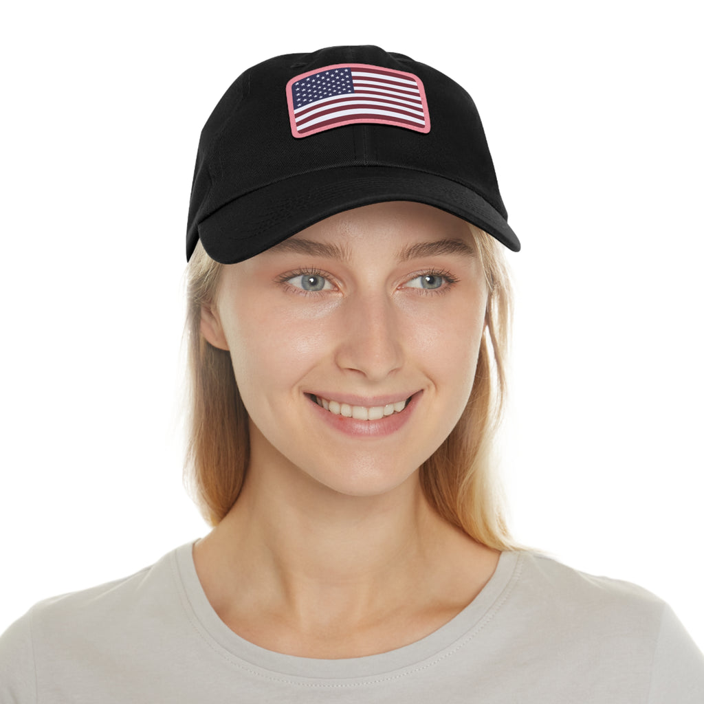 American Flag Leather Patch Hat — Patriotic Baseball Cap