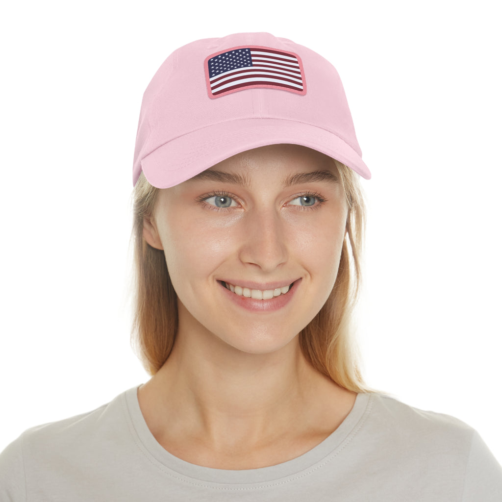 American Flag Leather Patch Hat — Patriotic Baseball Cap
