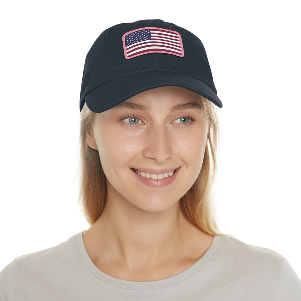 American Flag Leather Patch Hat — Patriotic Baseball Cap