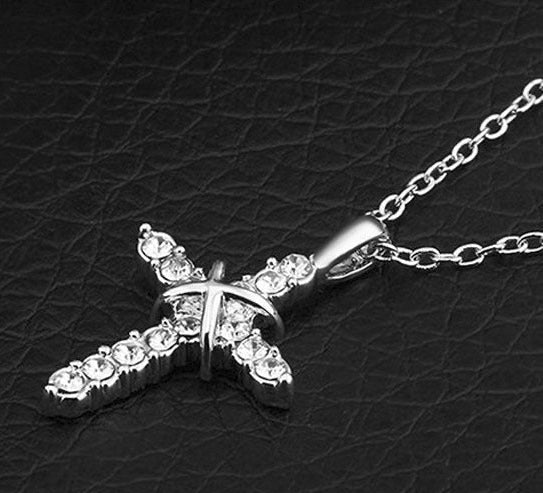 Studded Jesus Cross Necklace