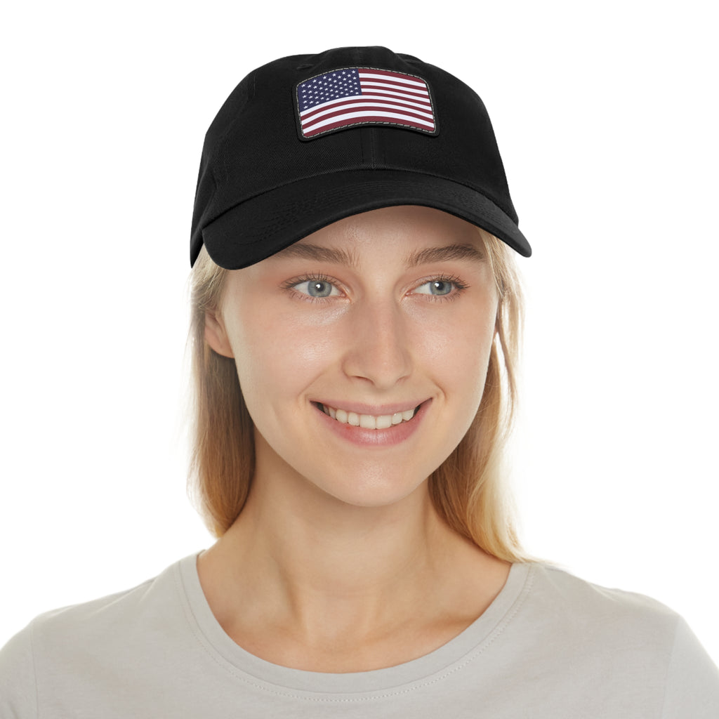 American Flag Leather Patch Hat — Patriotic Baseball Cap