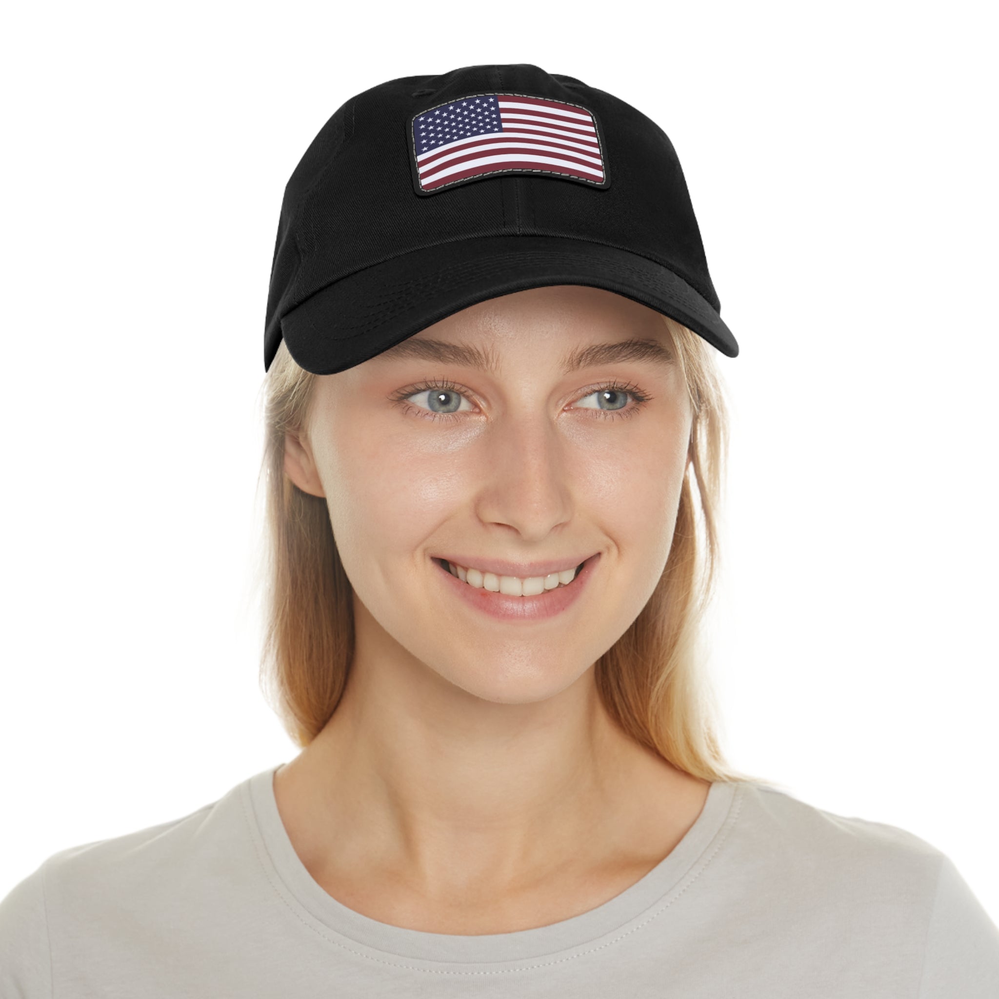 American Flag Leather Patch Hat — Patriotic Baseball Cap
