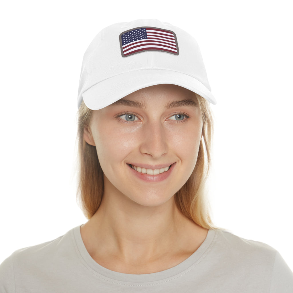 American Flag Leather Patch Hat — Patriotic Baseball Cap