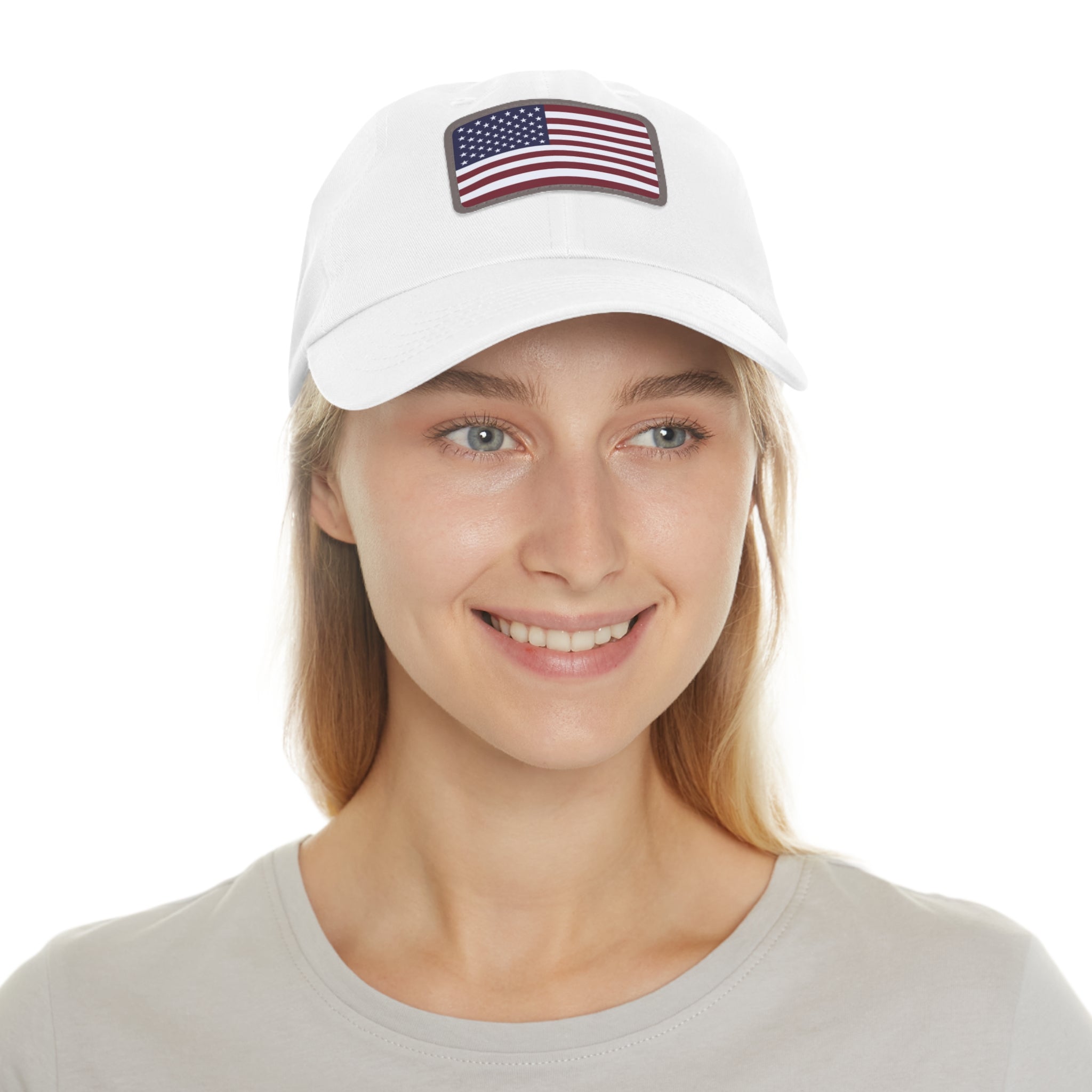 American Flag Leather Patch Hat — Patriotic Baseball Cap
