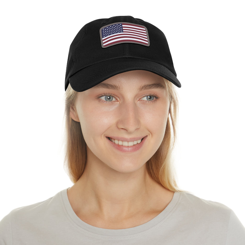 American Flag Leather Patch Hat — Patriotic Baseball Cap