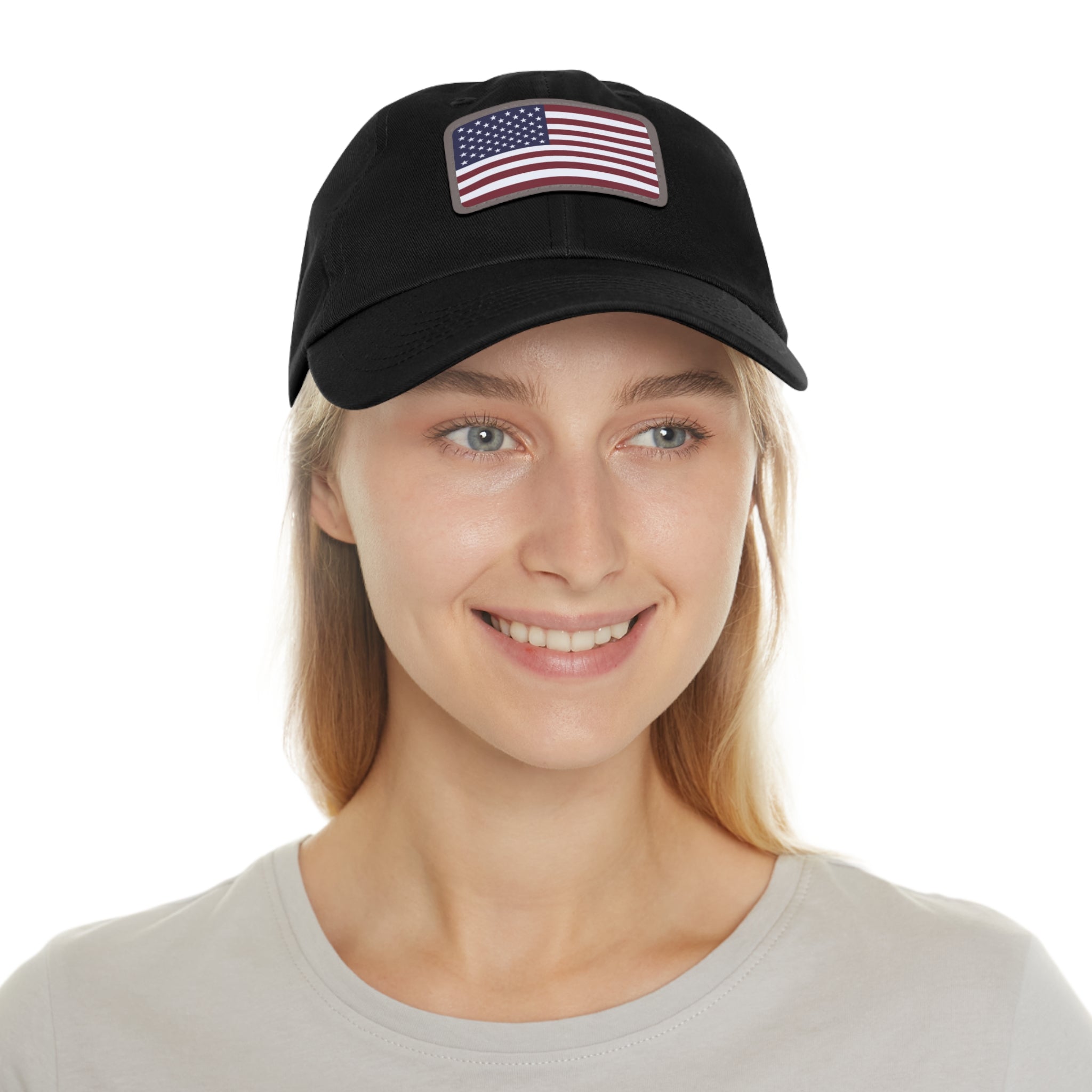 American Flag Leather Patch Hat — Patriotic Baseball Cap