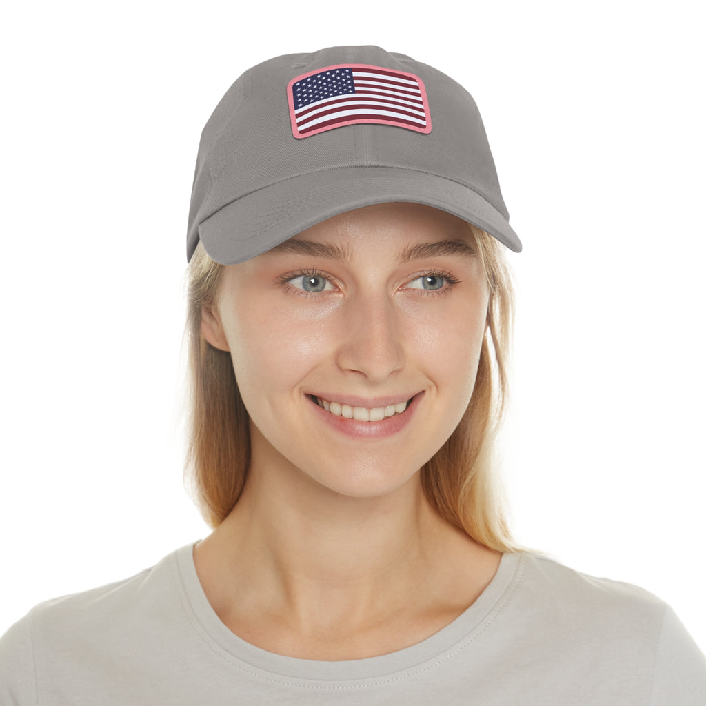 American Flag Leather Patch Hat — Patriotic Baseball Cap