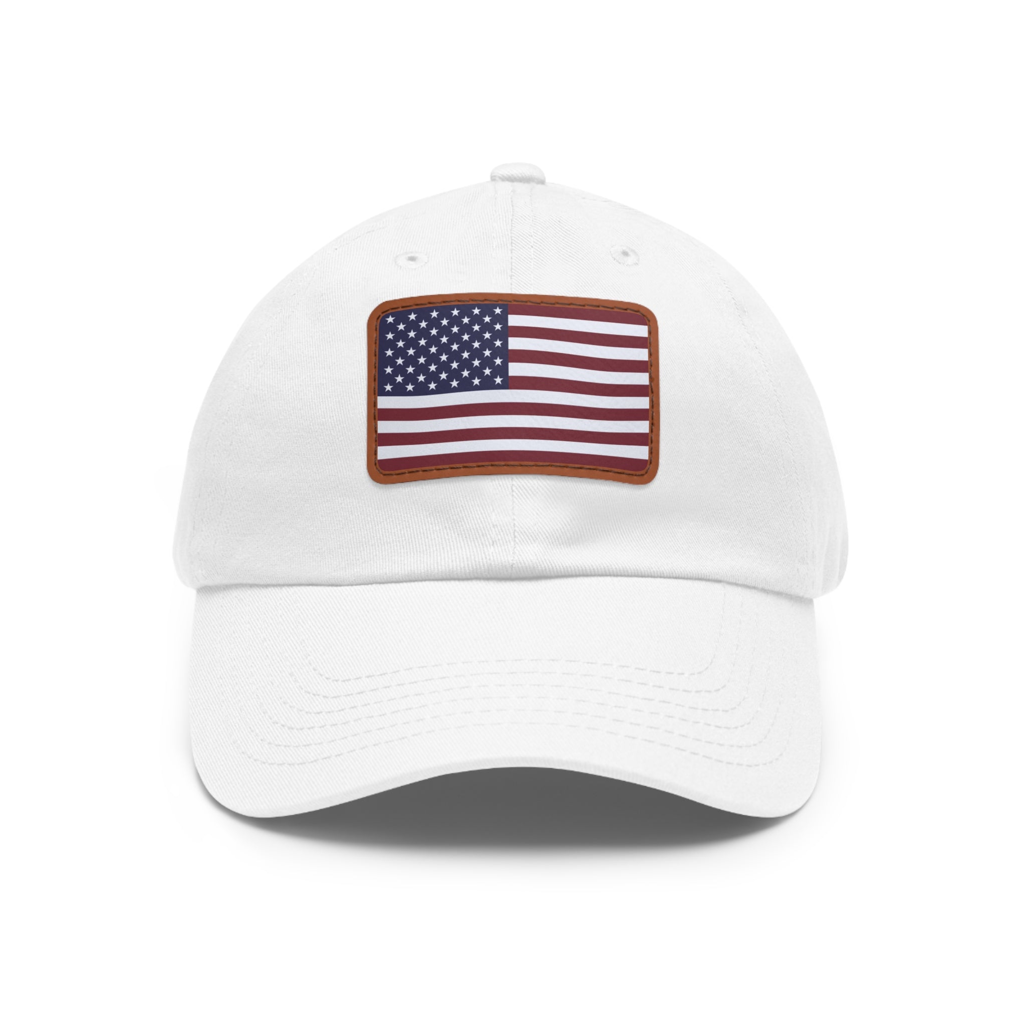 American Flag Leather Patch Hat — Patriotic Baseball Cap