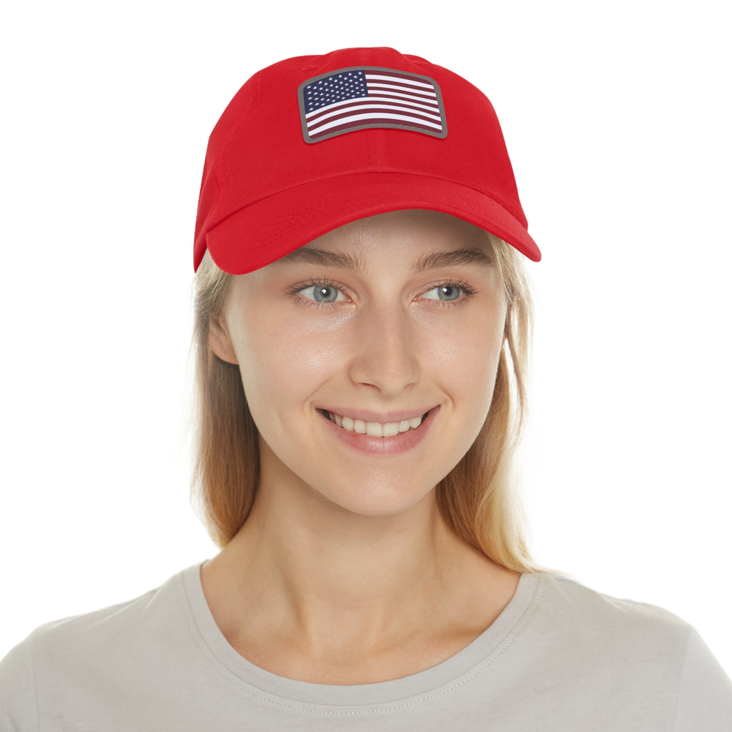 American Flag Leather Patch Hat — Patriotic Baseball Cap