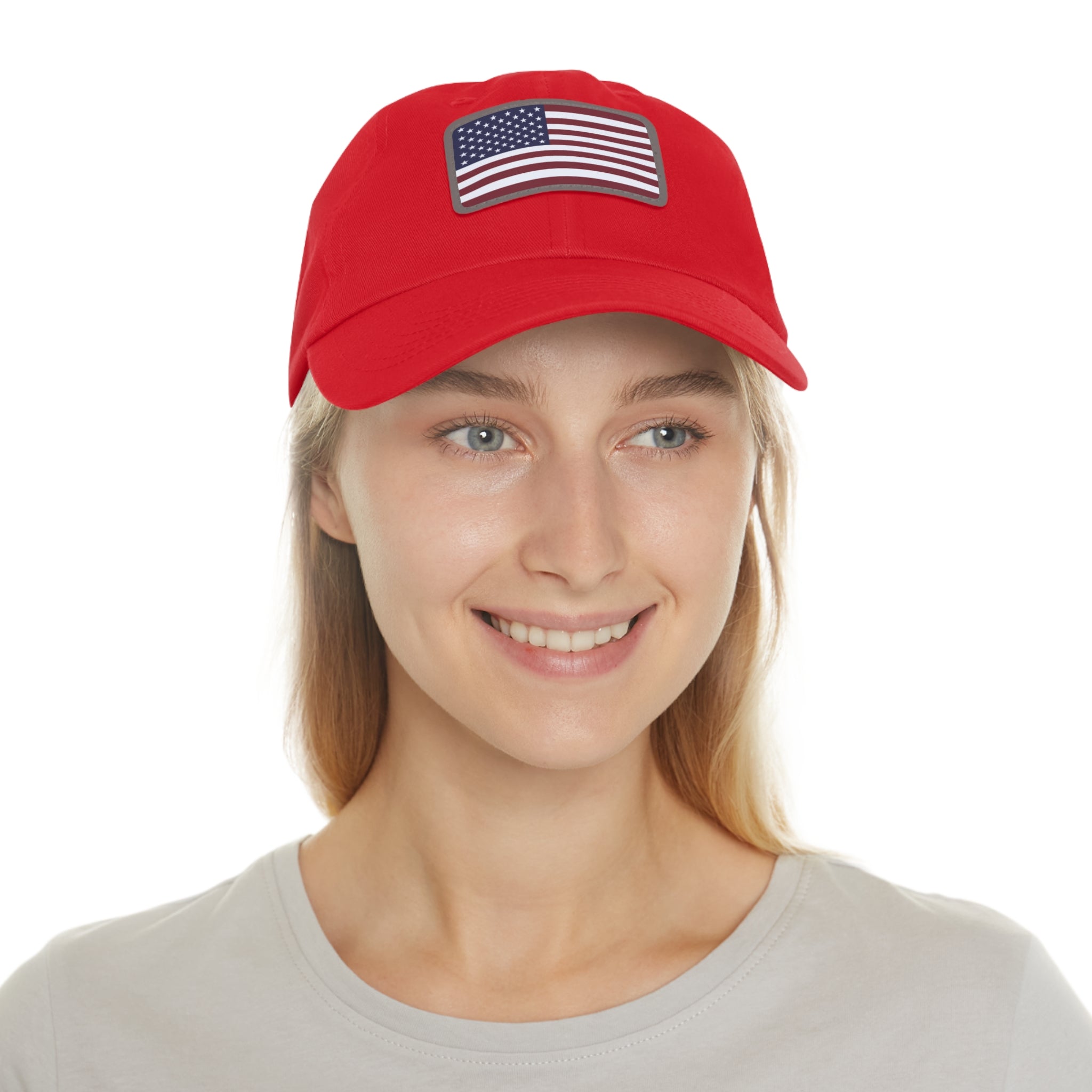 American Flag Leather Patch Hat — Patriotic Baseball Cap
