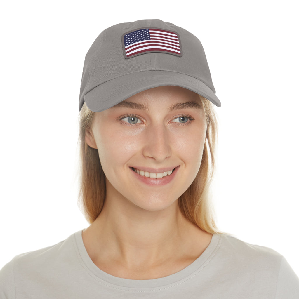 American Flag Leather Patch Hat — Patriotic Baseball Cap