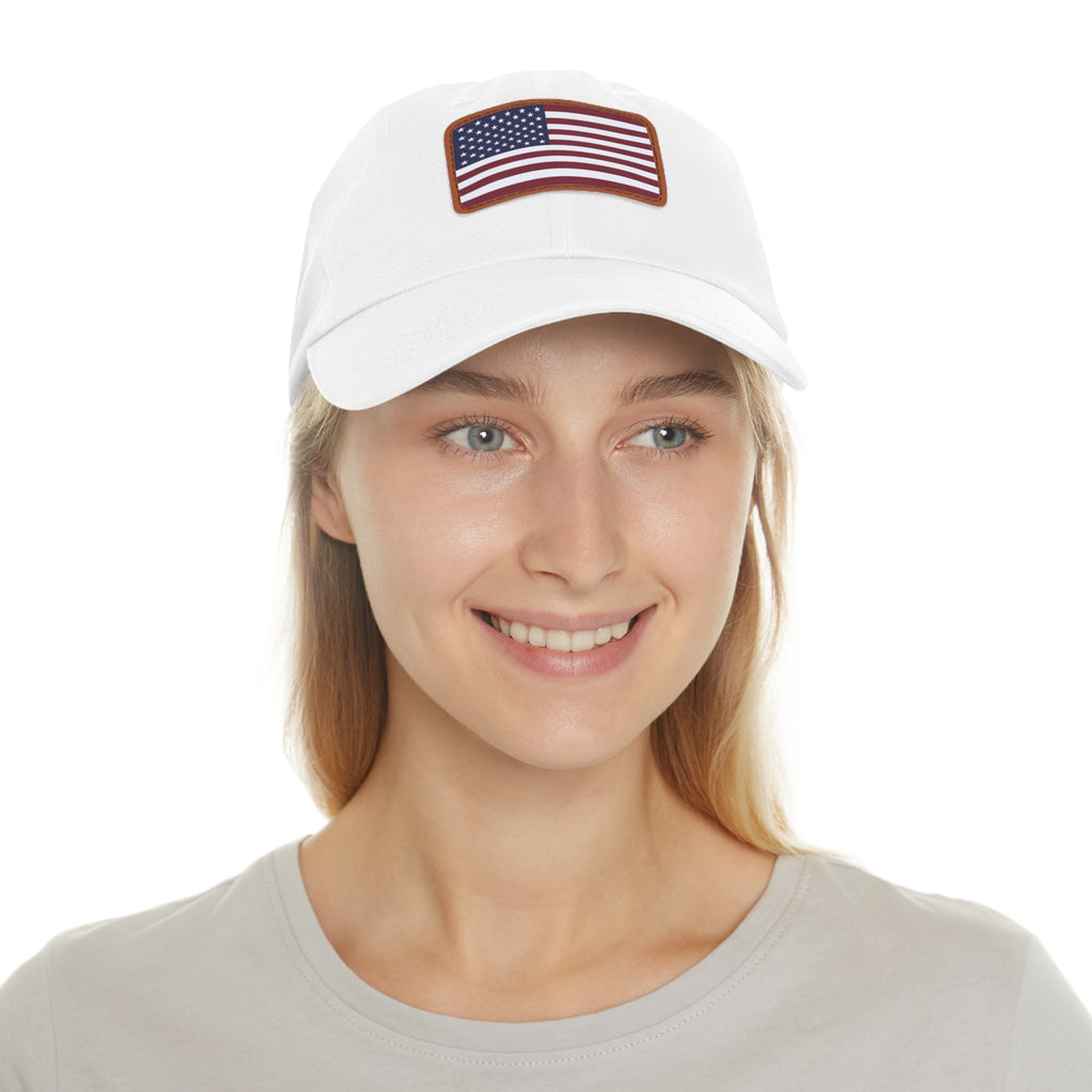 American Flag Leather Patch Hat — Patriotic Baseball Cap