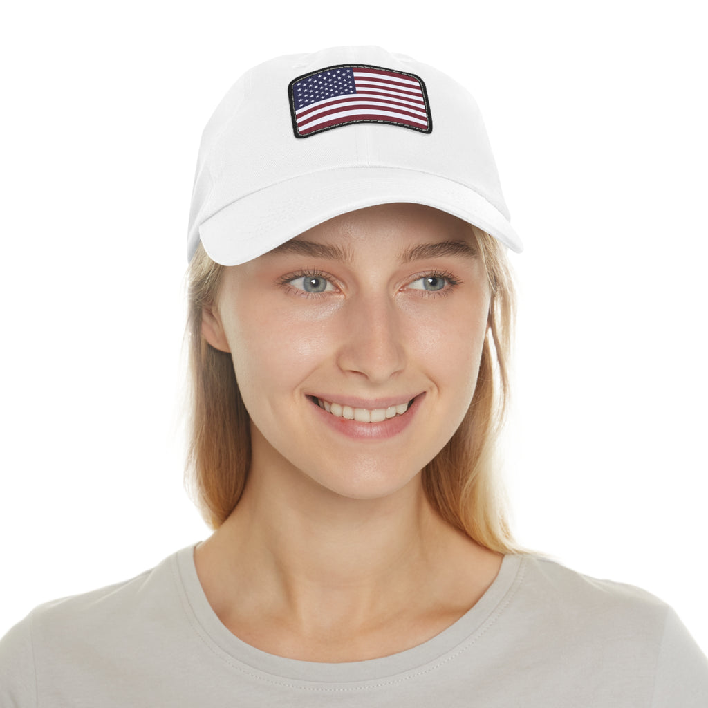 American Flag Leather Patch Hat — Patriotic Baseball Cap
