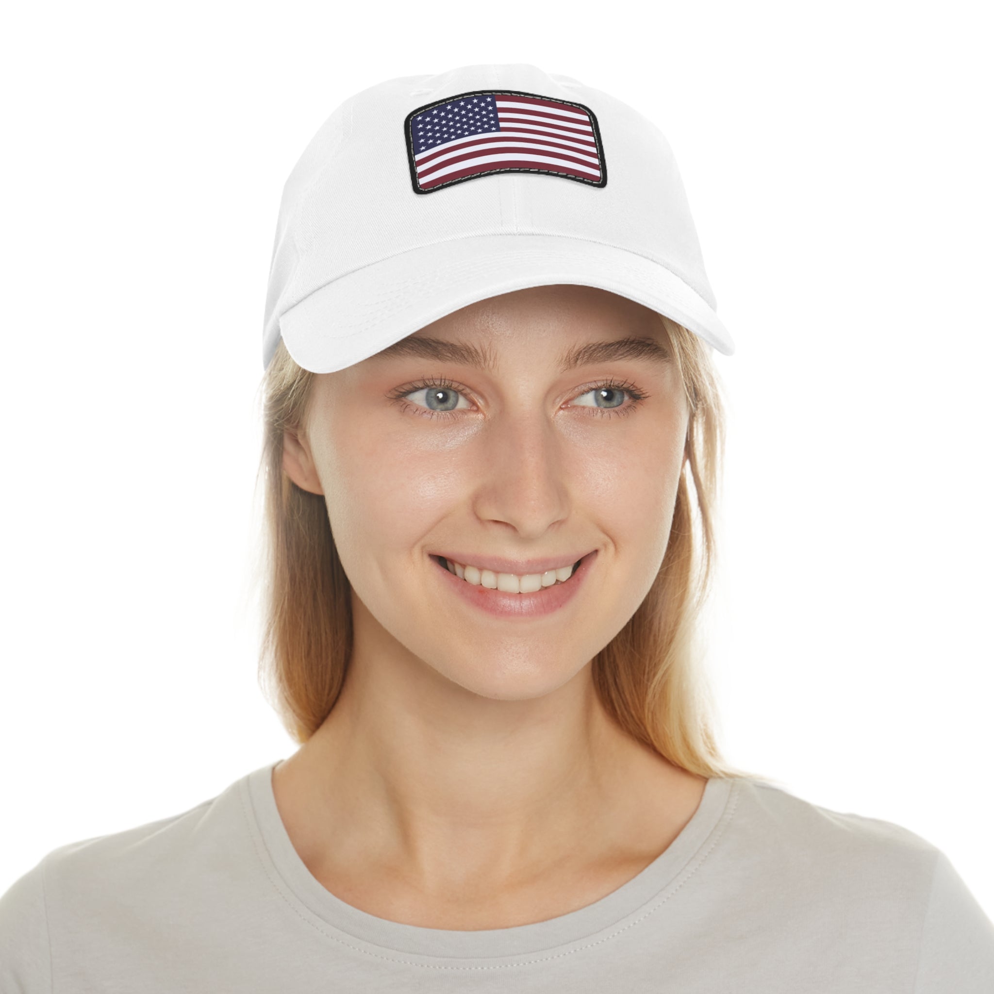 American Flag Leather Patch Hat — Patriotic Baseball Cap